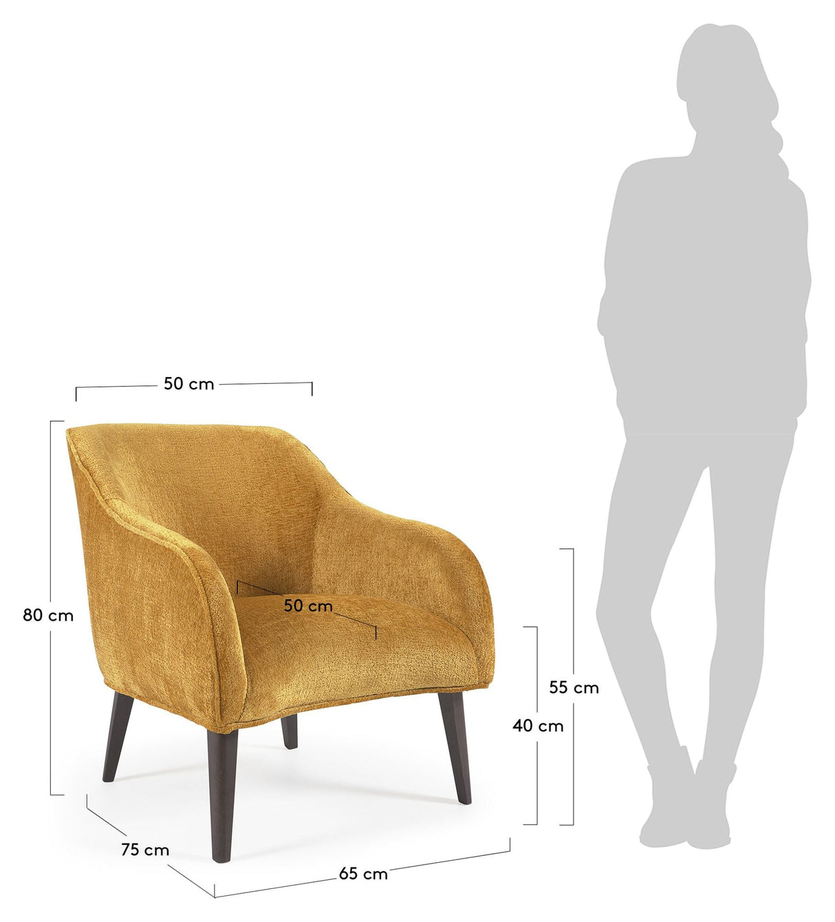 Bobly Lounge Chair, Yellow Chenille/Wooden Leg Wenge Finish