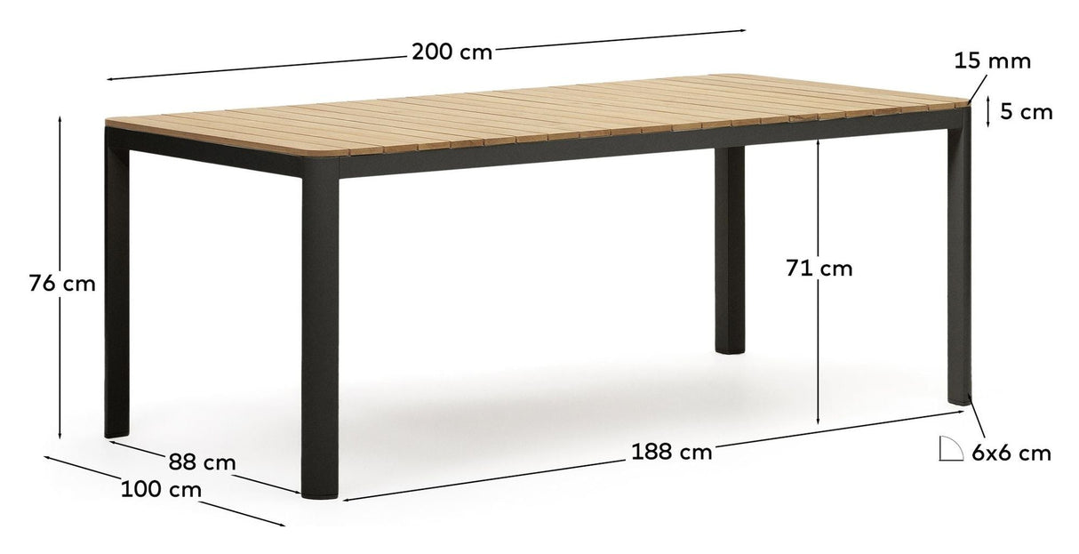 Bona Garden Table, Black, 100x200