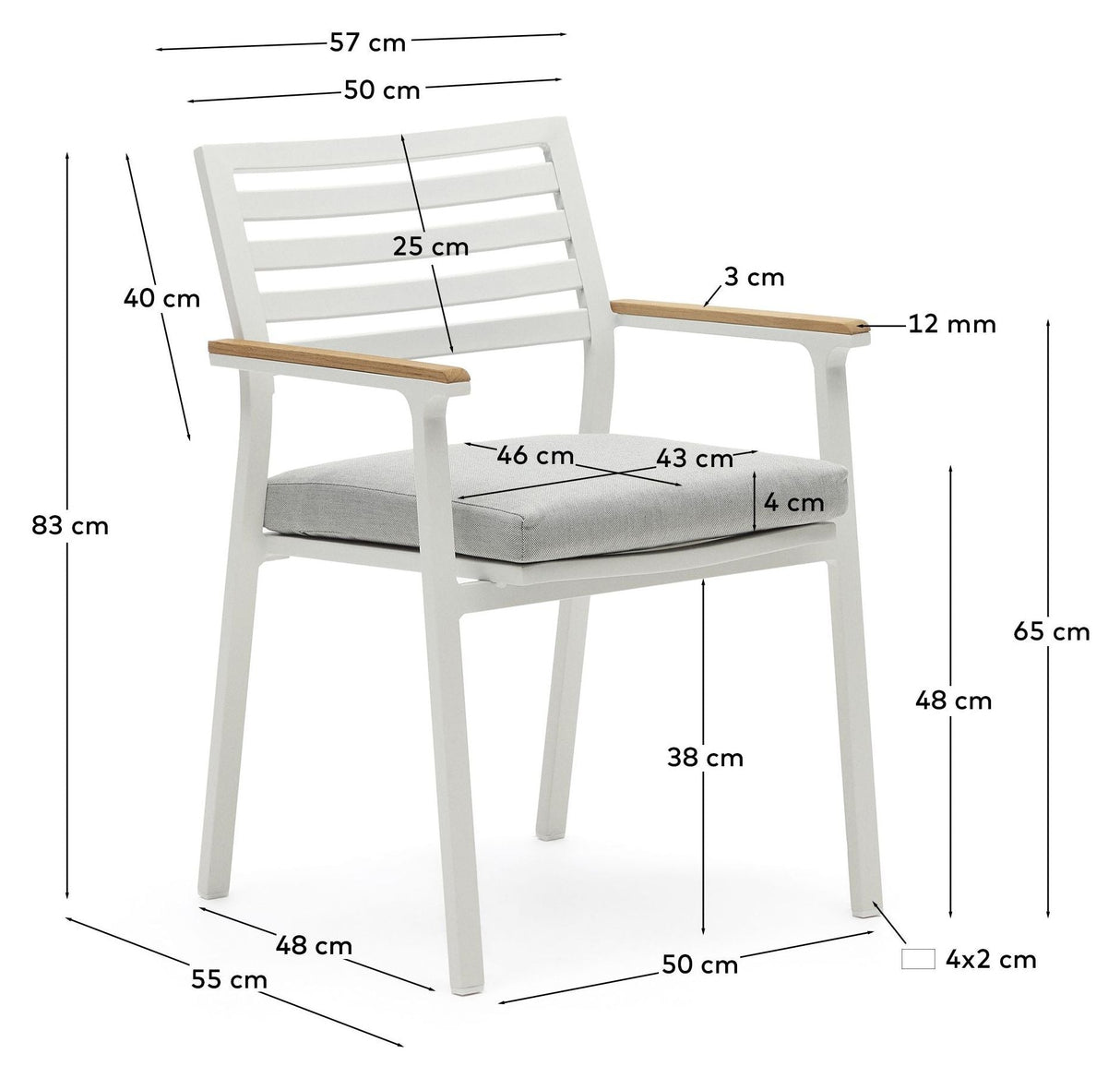 Bona Garden Chair, White Fabric