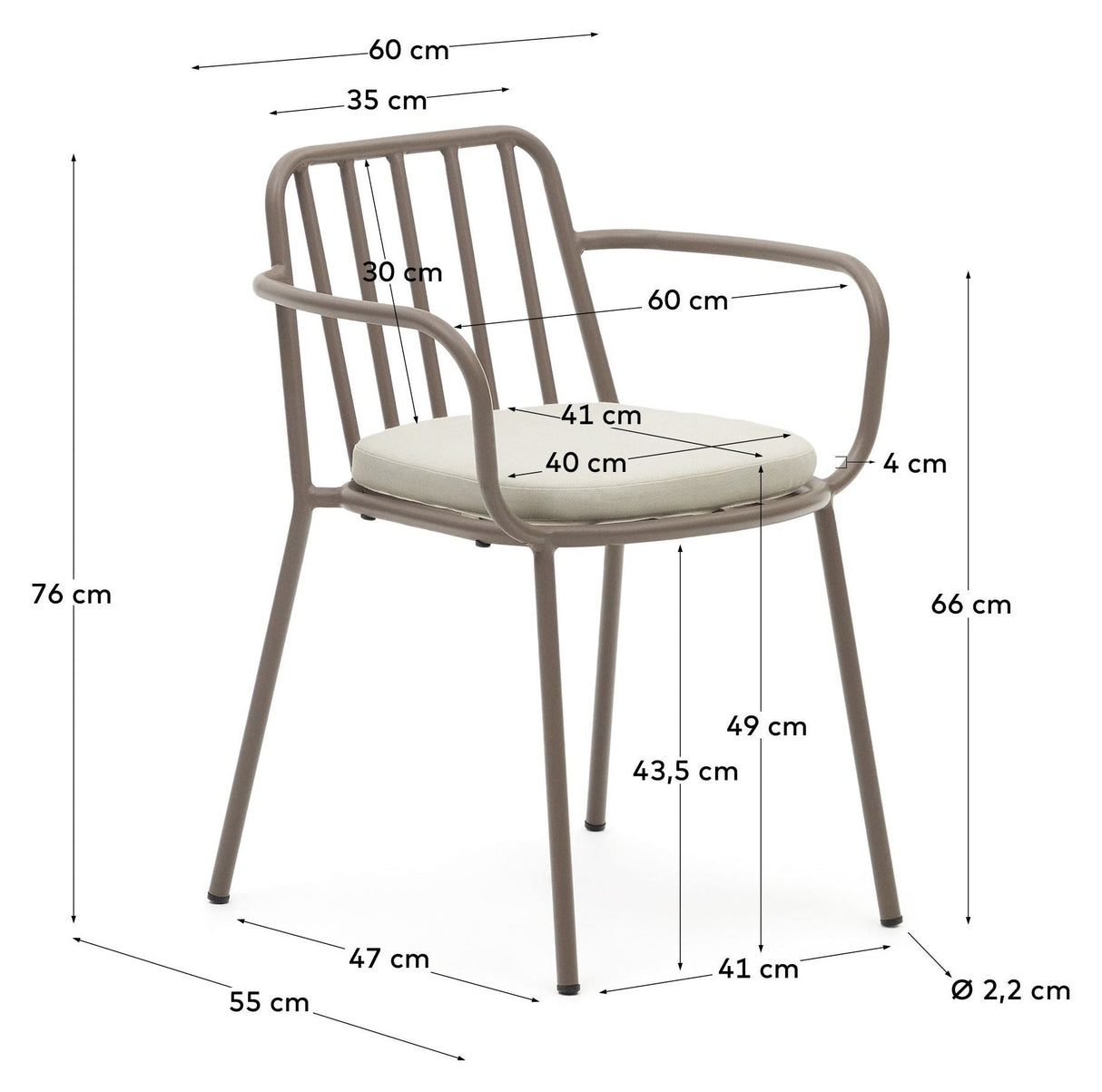 Bramant Garden Chair, Taupe