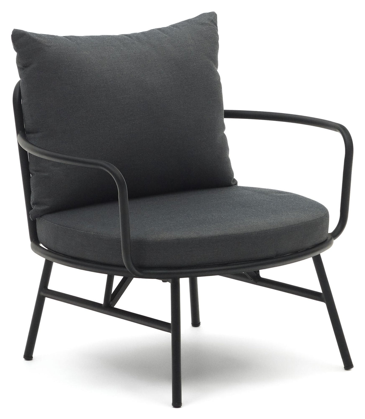 Bramant Lounge Chair with armrests, Black steel