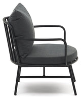 Bramant Lounge Chair with armrests, Black steel