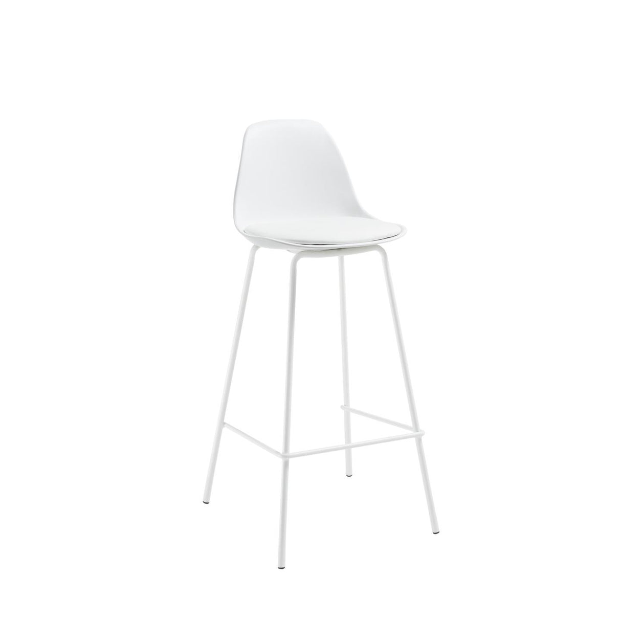 Brighter Bar stool with imitation leather H: 65 cm, White