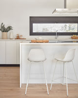 Brighter Bar stool with imitation leather H: 65 cm, White