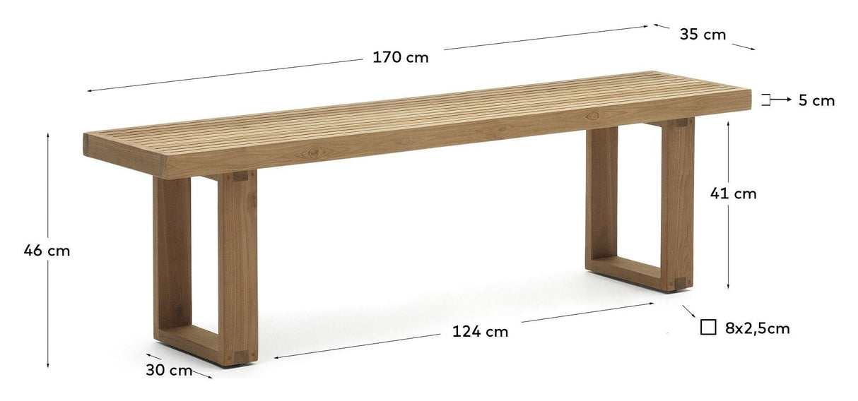 Canadell Bench, Nature teak, B:170