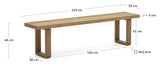 Canadell Bench, Nature teak, B:210