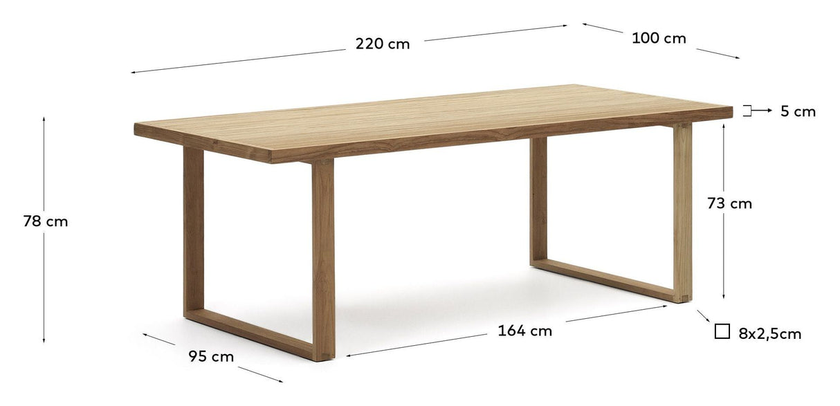 Canadell Garden Table, Nature teak, 220x100