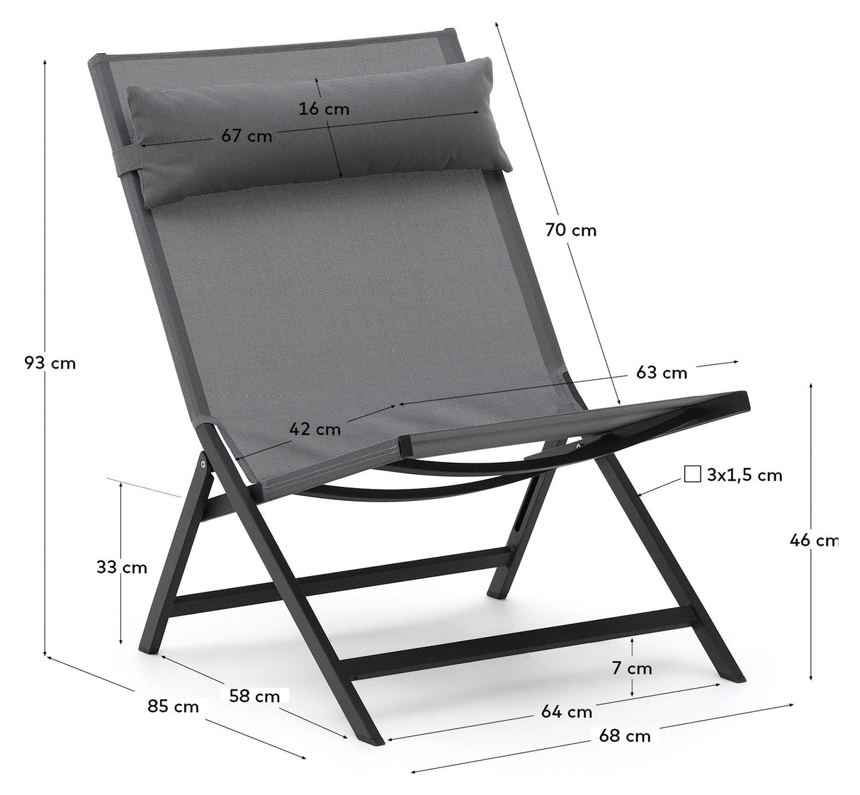 Canutell's folding chair, black