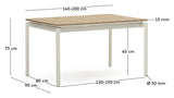 Canyelles Garden table with extension, White alu, 140(200)x90