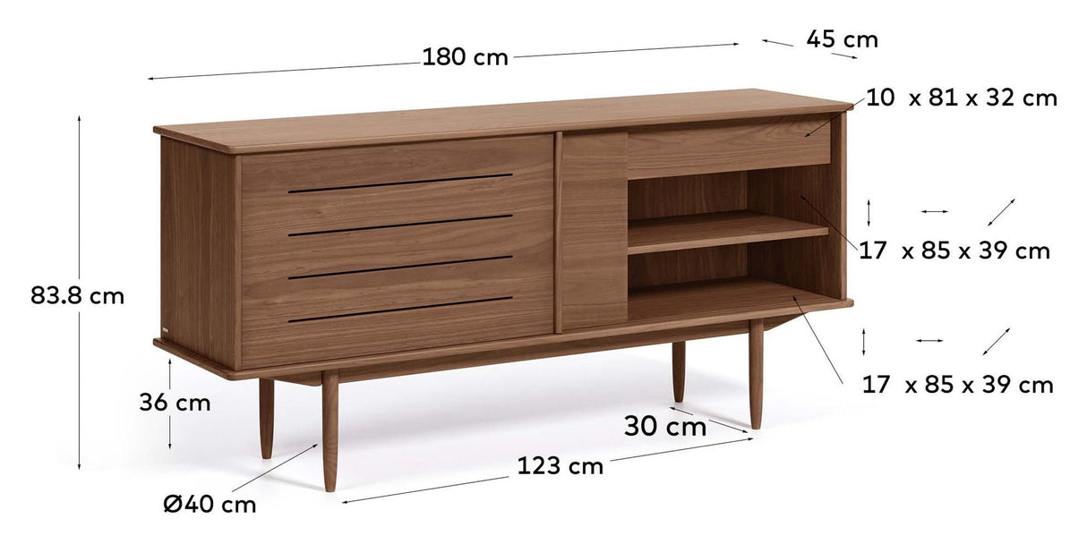 Carolin Sideboard with sliding doors, 180x83.8, Walnut