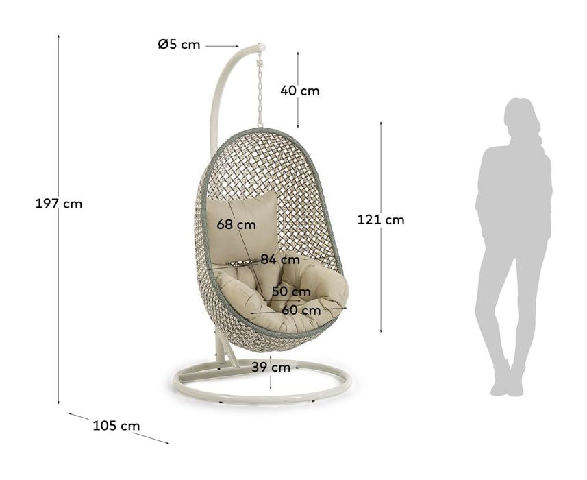 Cira Hanging Chair, Hand-Braided Polyrattan