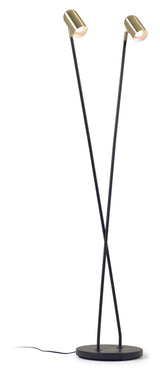 Clemence Floor lamp in black metal, shade with golden finish