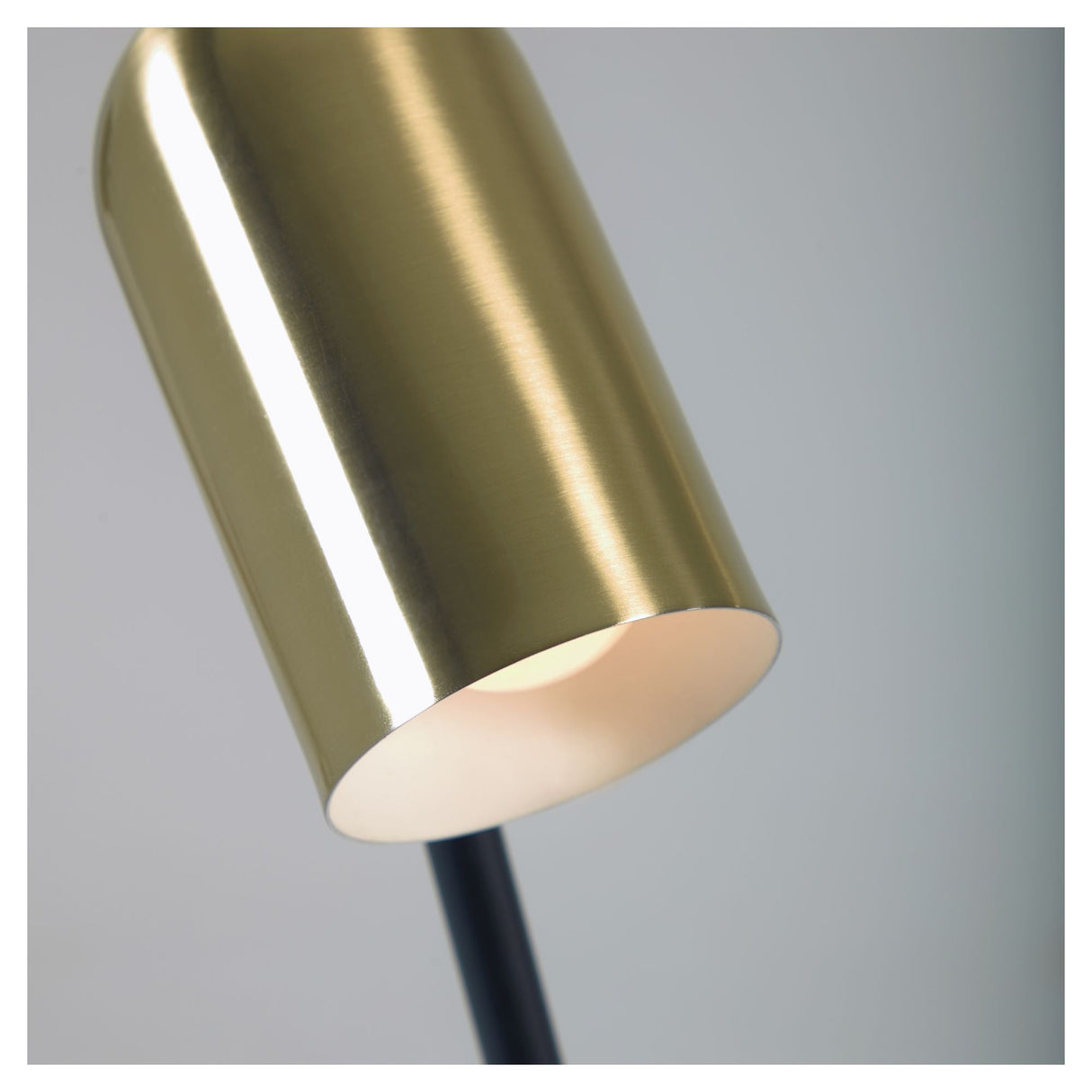 Clemence Floor lamp in black metal, shade with golden finish