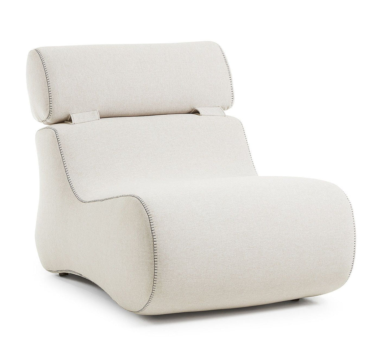 Club Lounge Chair with Headrest, Beige