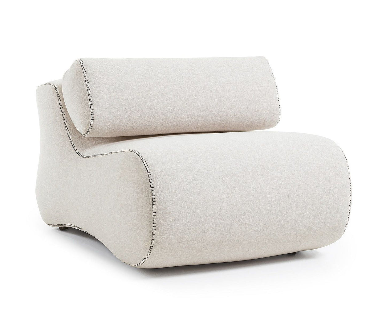 Club Lounge Chair with Headrest, Beige