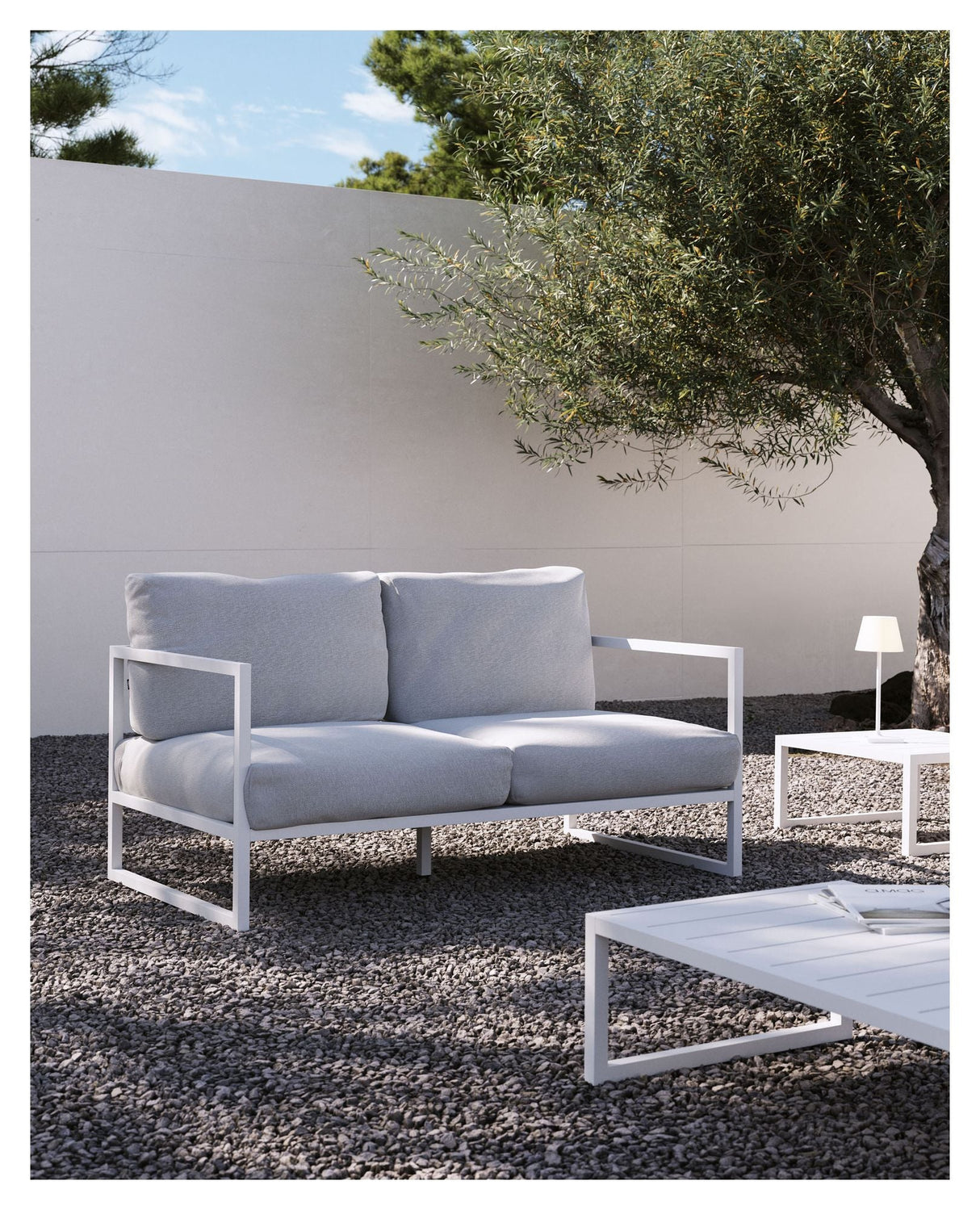 Comova 2-pers. Lounge sofa 152 cm, White/White aluminum