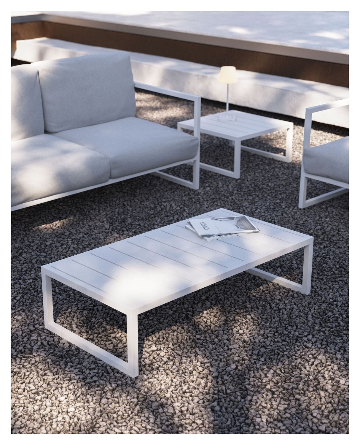 Comova Lounge table 60x114, White aluminum