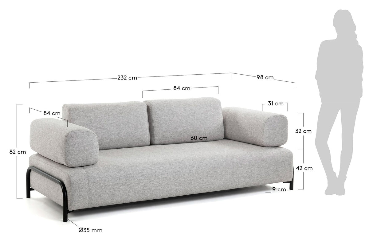 Compo 3-seater Sofa with armrests, Beige