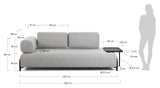 Compo 3-seater Sofa with armrests and tray, Beige