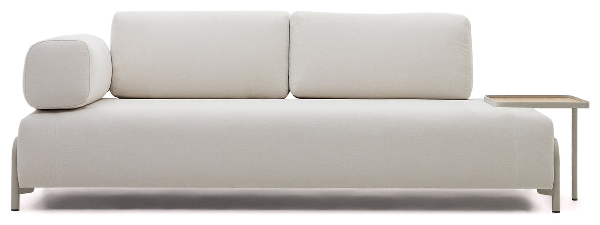 Compo 3-pers. Sofa with oak tray, Beige Chenille