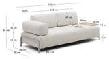 Compo 3-pers. Sofa with oak tray, Beige Chenille