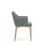 Croft Dining chair with armrests, Green fabric