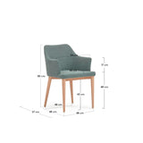 Croft Dining chair with armrests, Green fabric