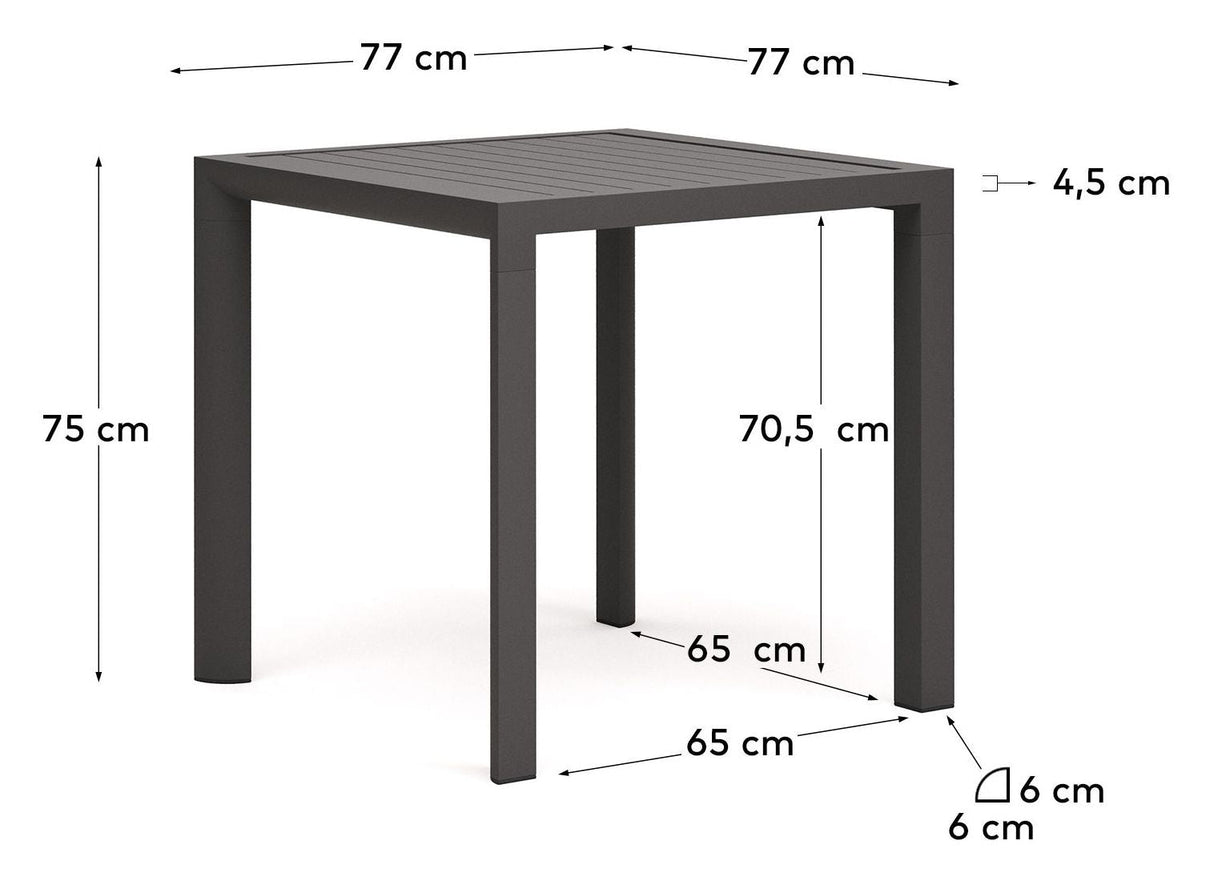 Culip Garden Table, Gray Alu, 77x77