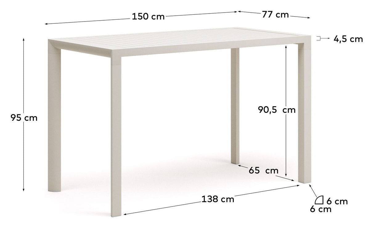 Culip Garden Table, White Alu, 95x77x150