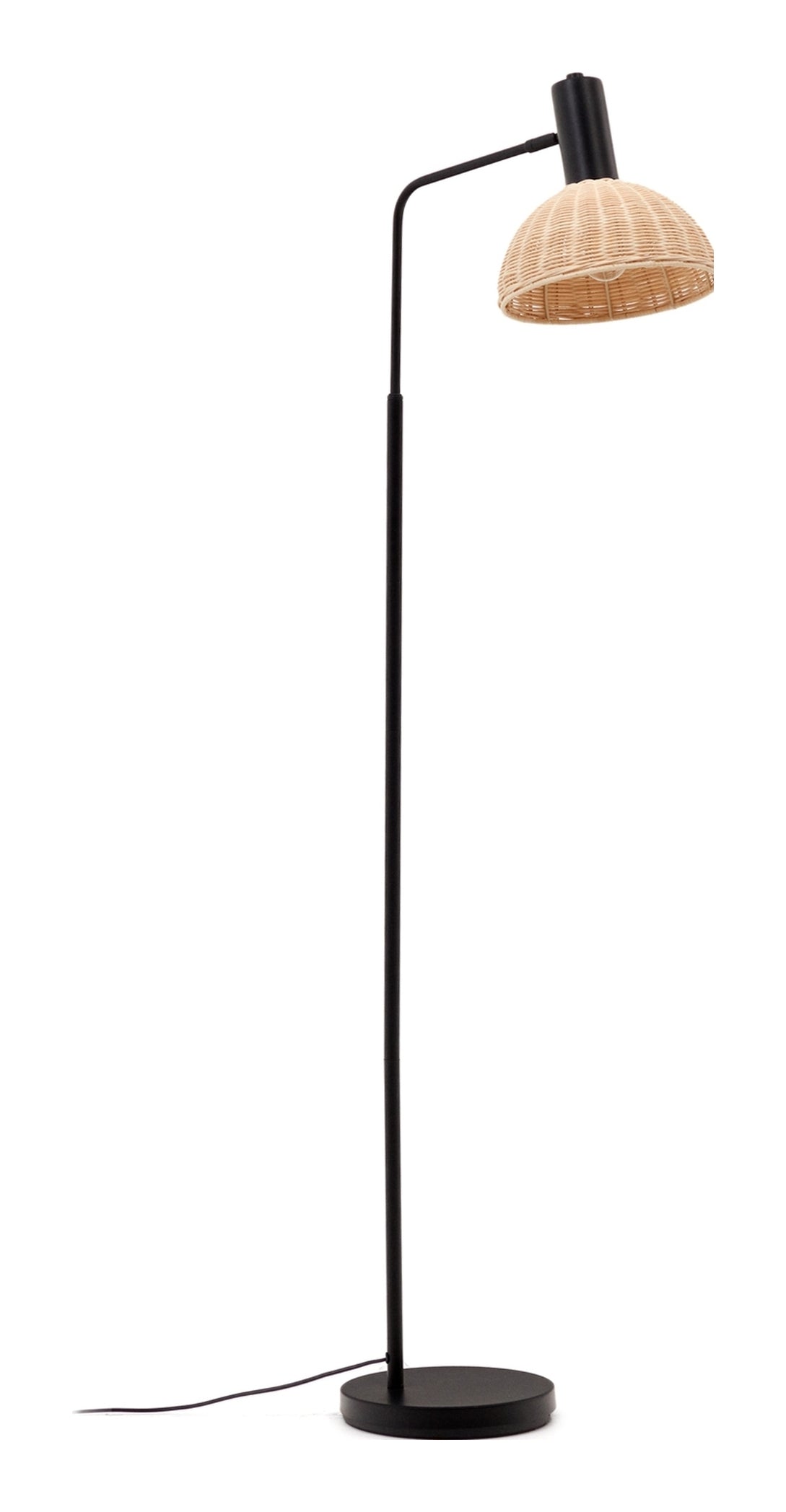 Damila Floor lamp, Rattan and black metal