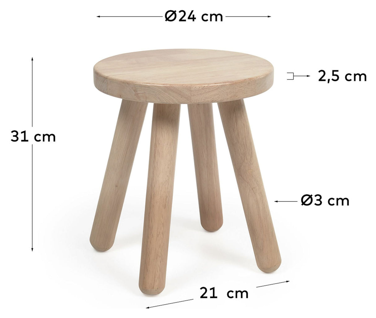 Dilcia Childrens stool - Solid rubber wood