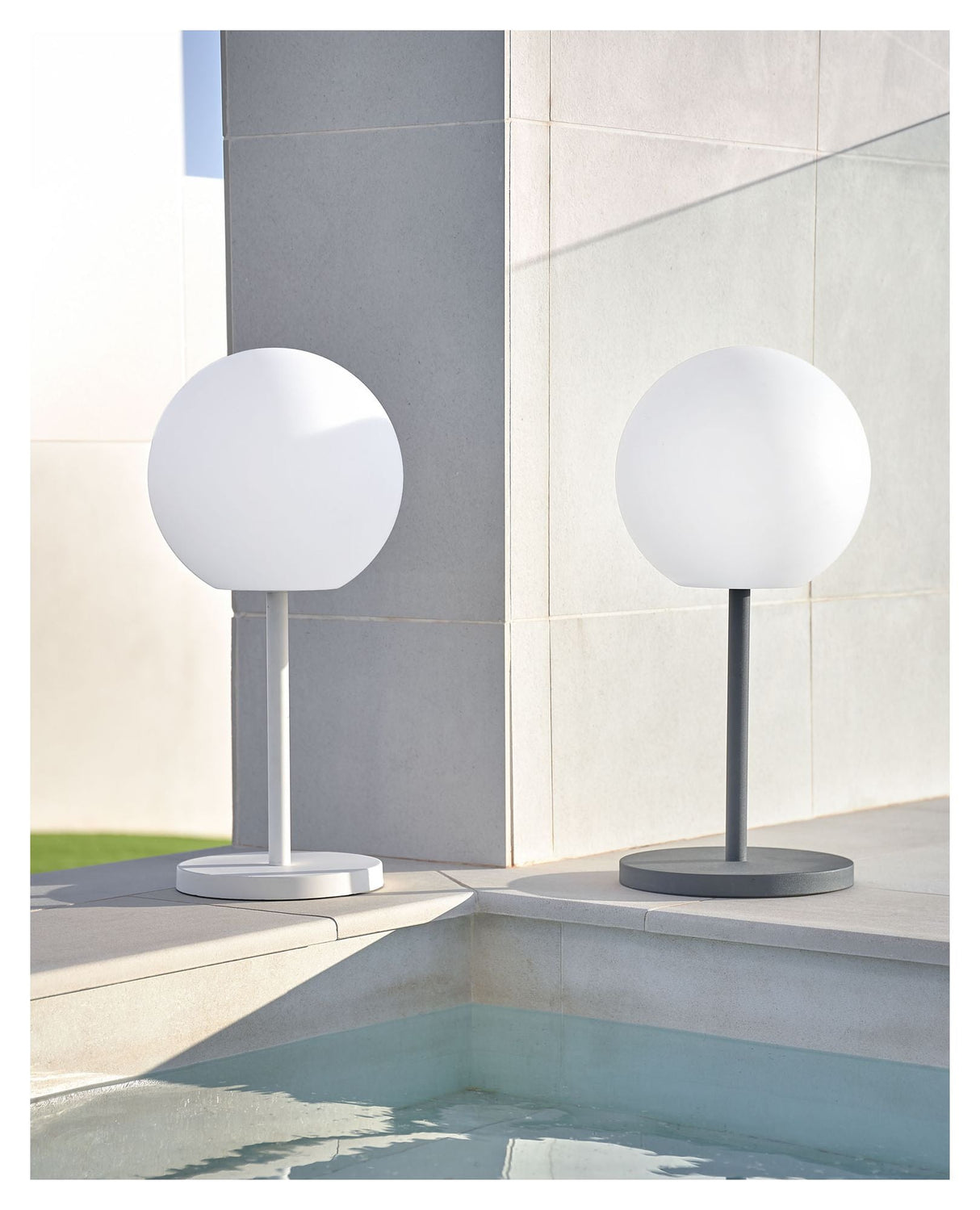 Dinesh Outdoor Table Lamp, White Steel