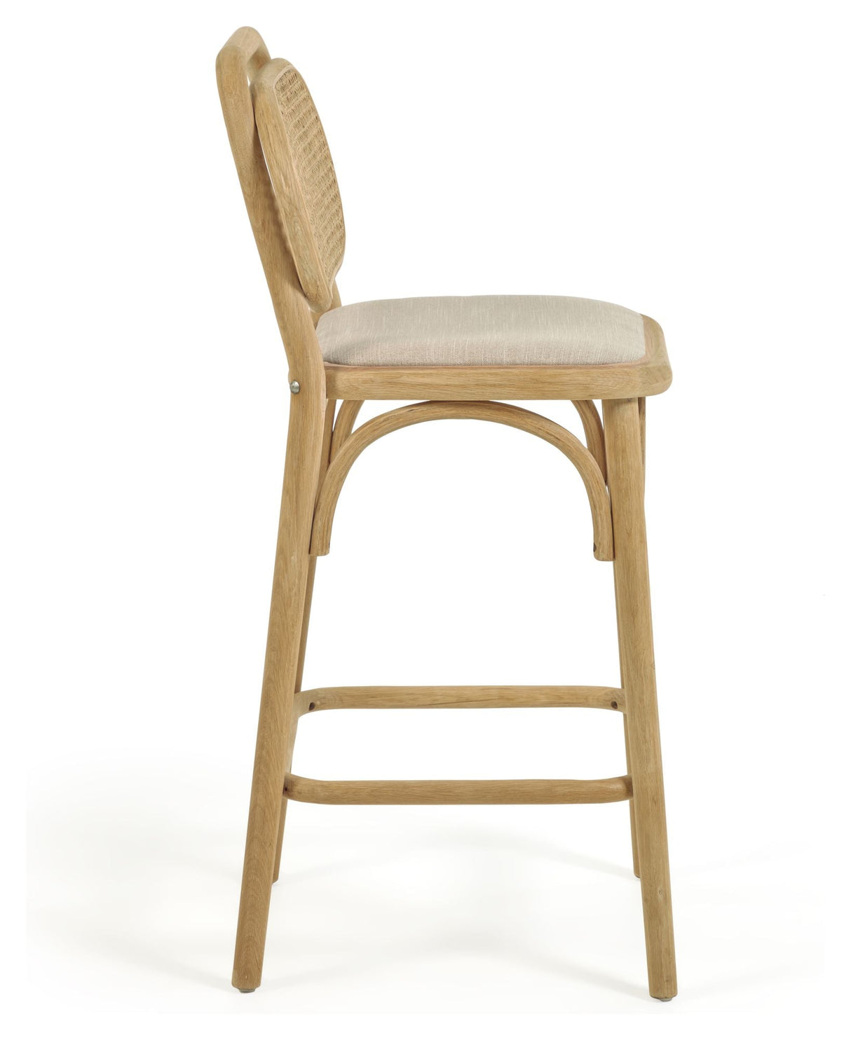 Doriane bar stool SH: 65cm, Solid oak/Beige