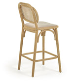 Doriane bar stool SH: 65cm, Solid oak/Beige