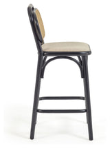 Doriane bar stool SH: 65cm, Black lacquered solid elm