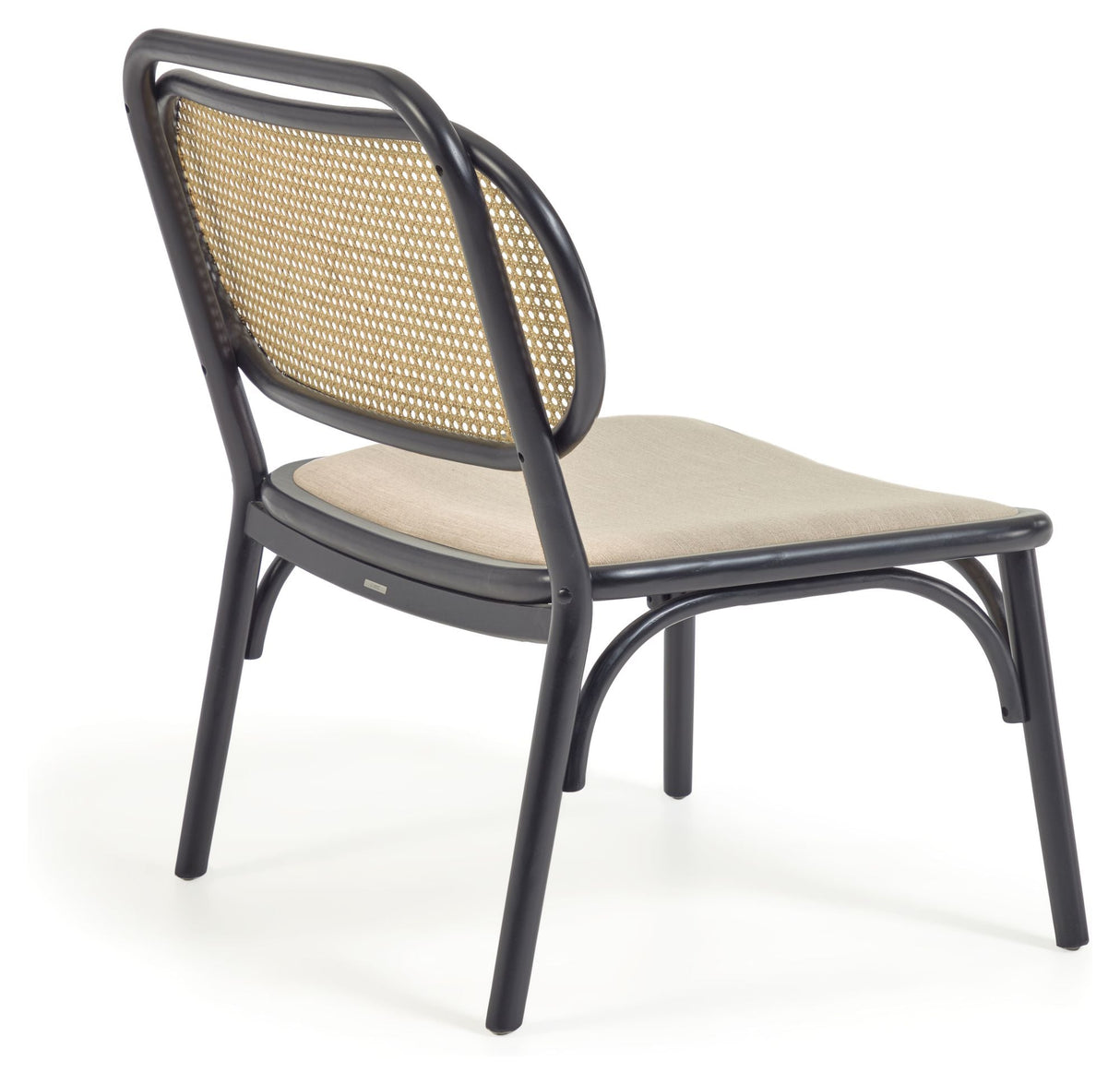 Doriane Lounge Chair, Black-lacquered solid elm