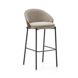 Eamy Bar chair with brown backrest, H:75 cm, Beige fabric