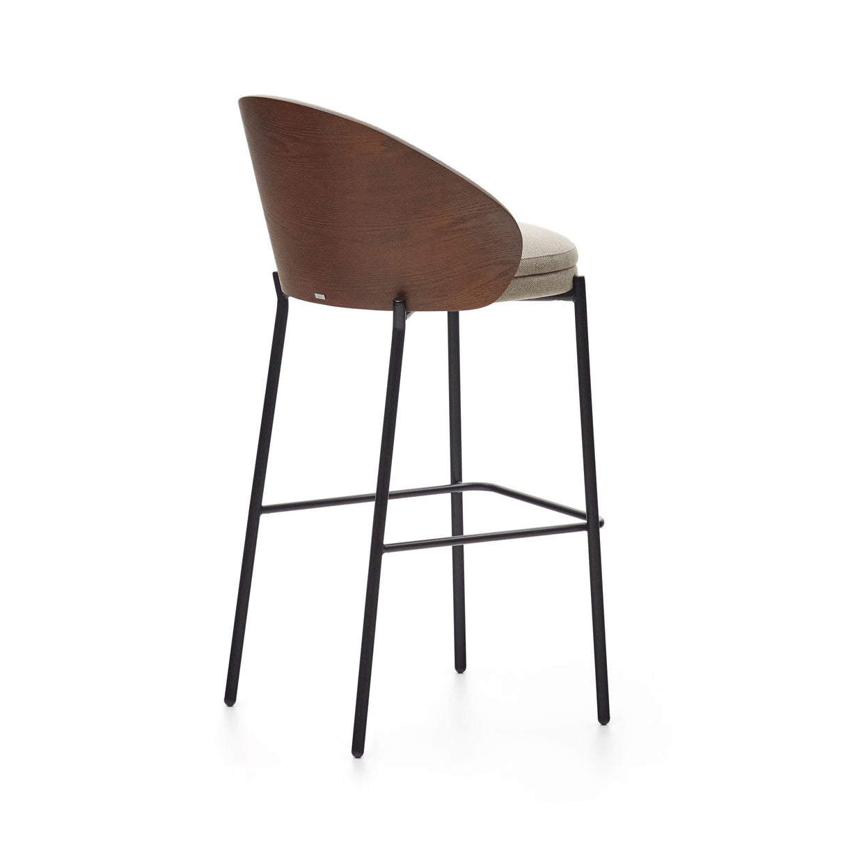 Eamy Bar chair with brown backrest, H:75 cm, Beige fabric