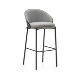 Eamy Bar chair with black backrest, H: 75 cm, Gray fabric