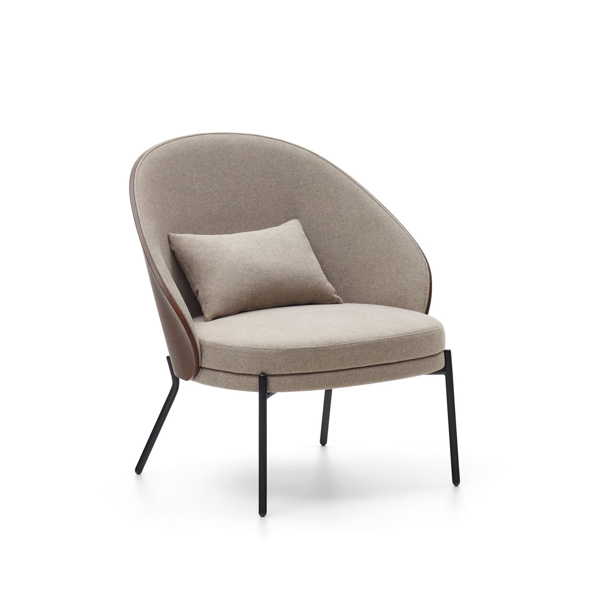 Eamy Armchair with brown backrest, Beige fabric