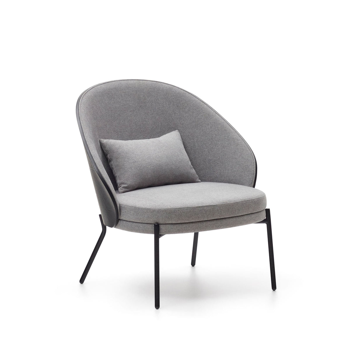 Eamy Armchair with black backrest, Gray fabric