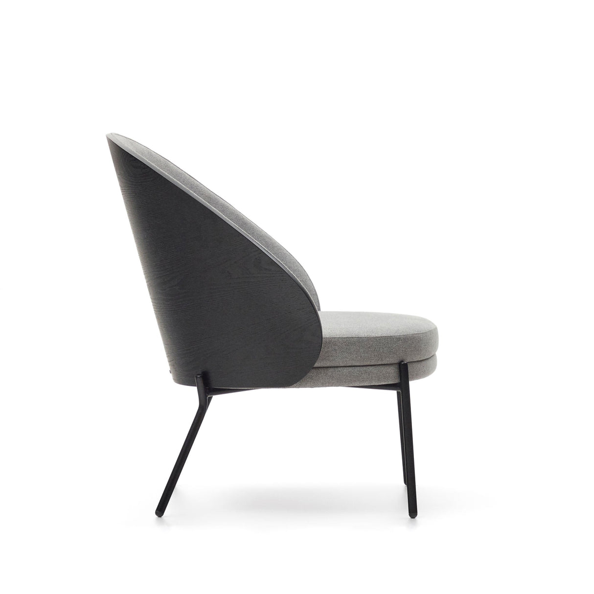 Eamy Armchair with black backrest, Gray fabric