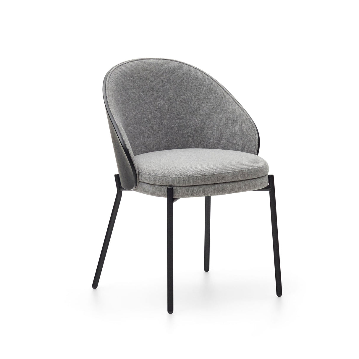 Eamy Dining chair with black backrest, Gray fabric