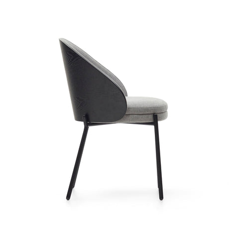 Eamy Dining chair with black backrest, Gray fabric