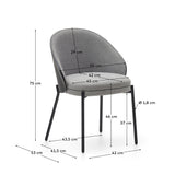 Eamy Dining chair with black backrest, Gray fabric