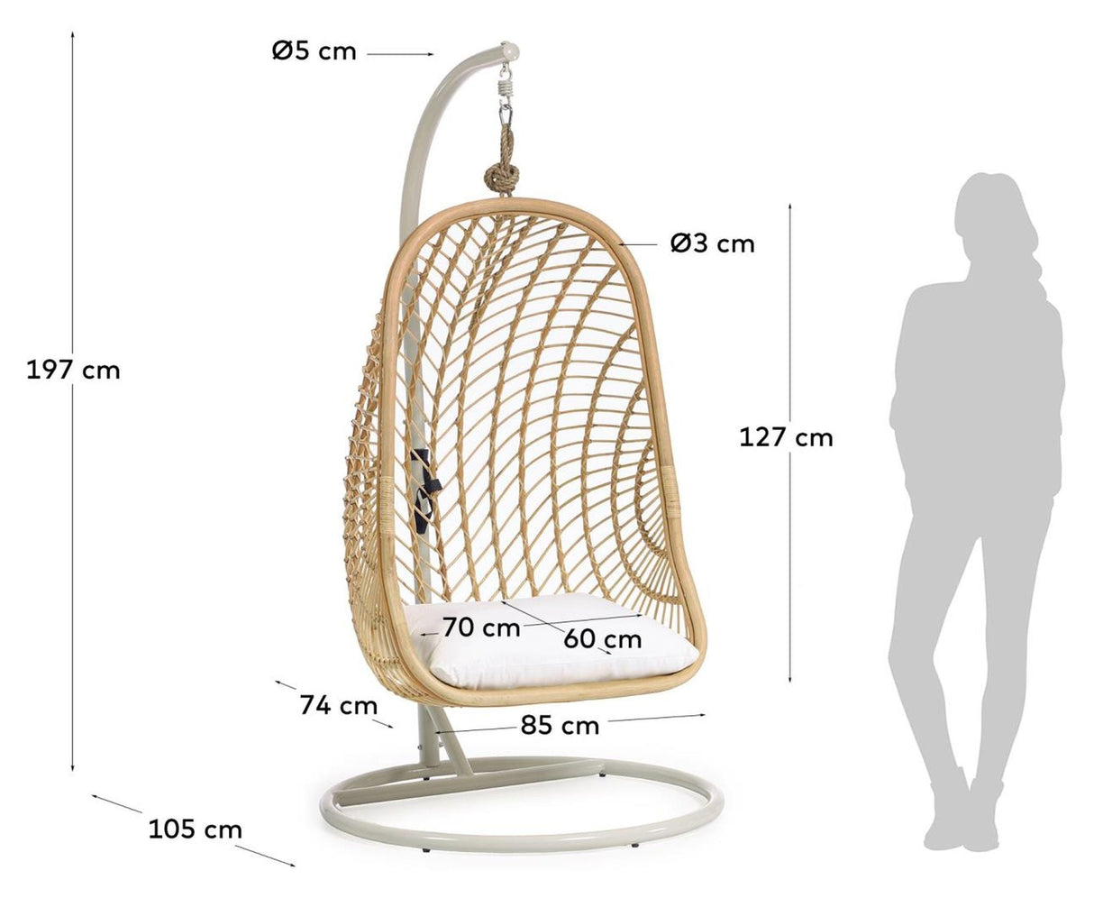 Ekaterina Hanging Chair w. base - Rattan