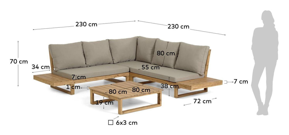 Flaviina 5-pers. Lounge sofa Acacia