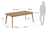 Gaby Garden table with extension Solid Eucalyptus, 183/240x100