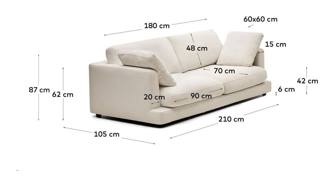 Gala 3-seater sofa, Beige Chenille fabric