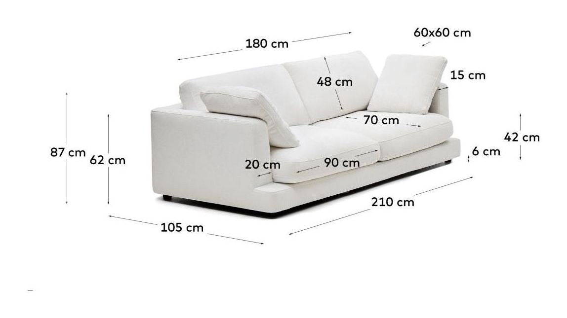 Gala 3-seater sofa, White Chenille fabric